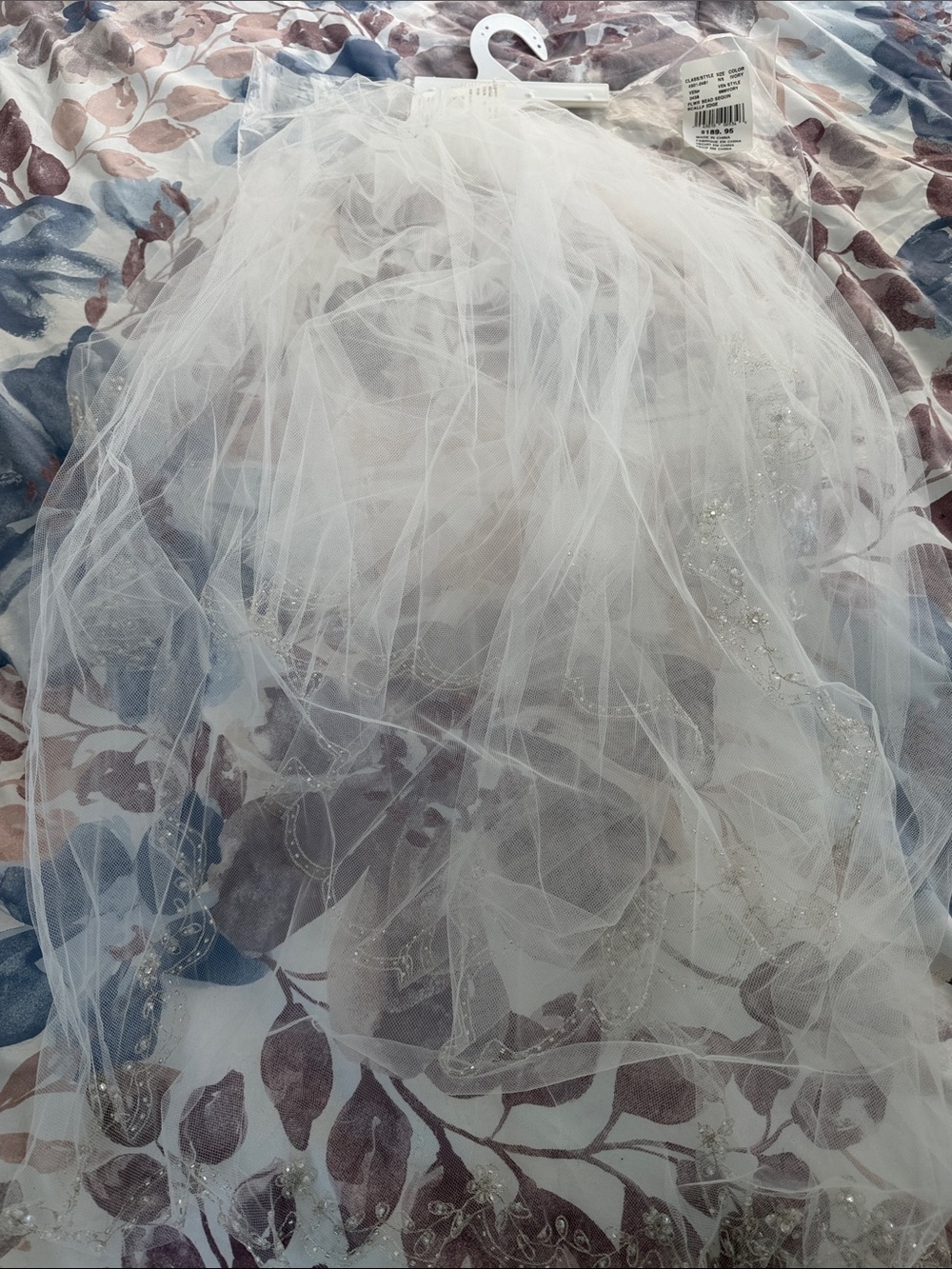 David's Bridal White Tulle Flower Girl Dress with Beaded Hem - Picture 2 of 2